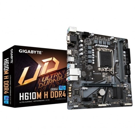 Placa Mãe Gigabyte H610M H DDR4 (rev. 1.0) - Chipset H610 - (DDR4, M.2, HDMI/VGA, USB 3.2 Gen 1) - Soquete 1700