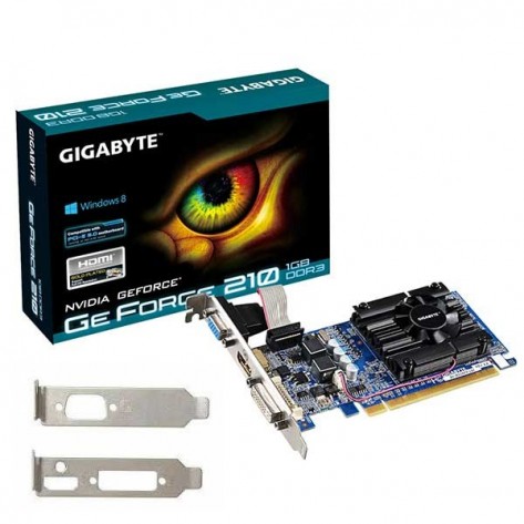 Placa de Vídeo Gigabyte Geforce GT210 - 1GB DDR3 64 Bits - PCI Express 2.0 - Low Profile