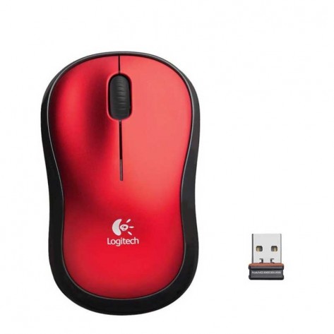 Mouse óptico Logitech Wireless M185 - Vermelho
