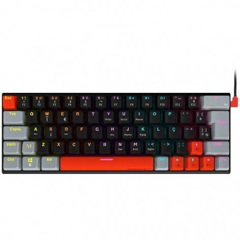 Teclado Gamer Mecânico Com Fio PCYes Kuromori PTKM60BL - Black Vulcan - Switch Blue - Layout Compacto 60% - ABNT2 - USB