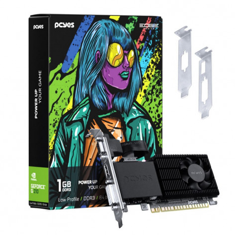 Placa de Vídeo PCYes Geforce Edge G 210 PPE210DR3SFBR - 1GB DDR3 64 bits - PCI-Express 2.0 - Low Profile