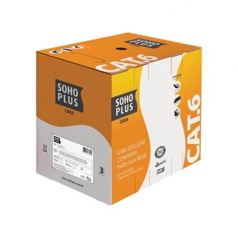 Cabo de Rede Soho Plus U/UTP 23400174 - Cat6 Trançado 4 Pares 24AWGX4P - CMX RoHS - 305 metros - Azul 