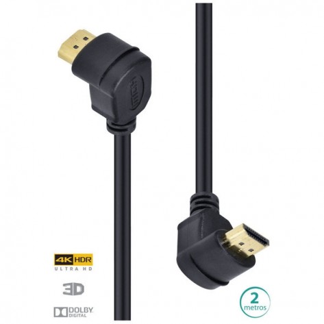 Cabo HDMI 2.0 Vinik H20B90-2 - Conectores 90° - Ultra HD 4K (3840 x 2160), 3D - Conexão Ethernet - 2 Metros