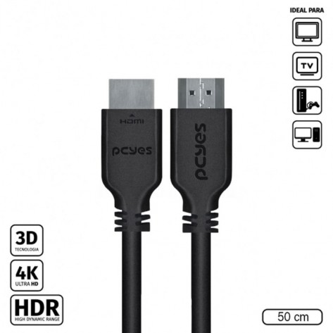 Cabo HDMI 2.0 PCYes PHM20-05 - Ultra HD 4K (3840 x 2160), 3D - Conexão Ethernet - 0,5 Metros