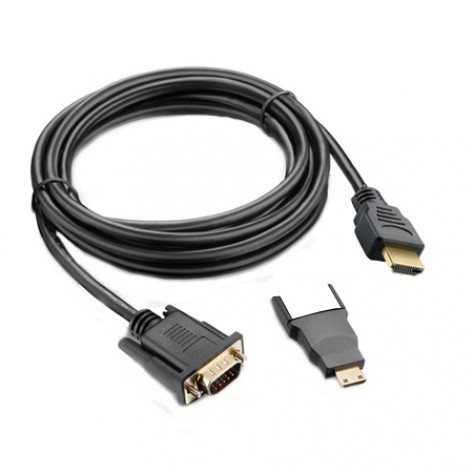 Cabo HDMI M x VGA M + Adaptador Mini HDMI - 3 metros