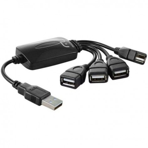 Adaptador Hub USB 2.0 Multilaser AC042 - 4 Portas - Preto
