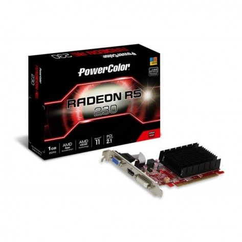 Placa de Vídeo PowerColor AMD Radeon R5 230 AXR5-230-1GBK3-SHE - 1GB DDR3 64 bits - PCI-Express 2.1