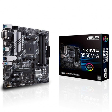 Placa Mãe Asus PRIME B550M-A - Chipset B550 - (DDR4, M.2, HDMI / VGA / DVI, USB 3.2 Gen 2) - Soquete AM4