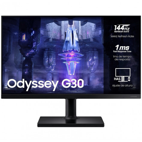 Monitor 24'' Samsung Gamer Odyssey G30 (LS24BG300ELMZD) - Painel VA, Full HD (1920 x 1080), 144Hz, 1ms - DisplayPort / HDMI