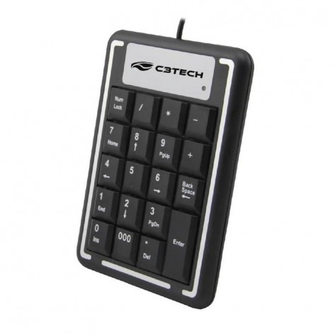 Teclado Numérico Com Fio C3Tech KN-11BK - USB - Preto