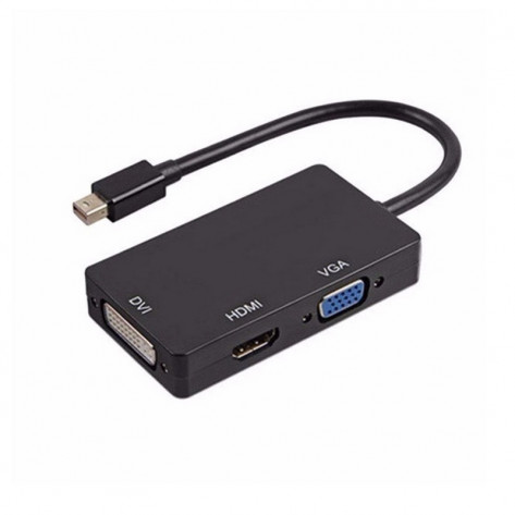 Adaptador Conversor Mini DisplayPort Macho para HDMI / VGA / DVI Fêmea CXR - Preto