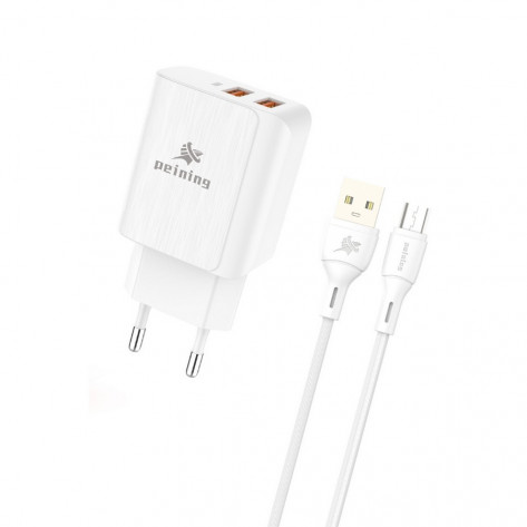 Carregador de Parede CXR - Dual USB - Com Cabo USB-A 2.0 x Micro USB (V8) - Saída 5V, 6.2A