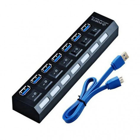 Adaptador Hub USB 3.0 CXR - 7 Portas - Preto