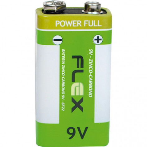 Bateria de Zinco Carbono Flex FX-9Z1A - 9V - Unidade
