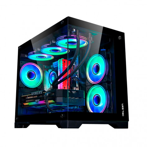 Gabinete Gamer Liketec MadRock LC-CB3X2-MADROCK-2041 - Preto - Sem Fonte - Mini Tower - Com 4 Fans ARGB