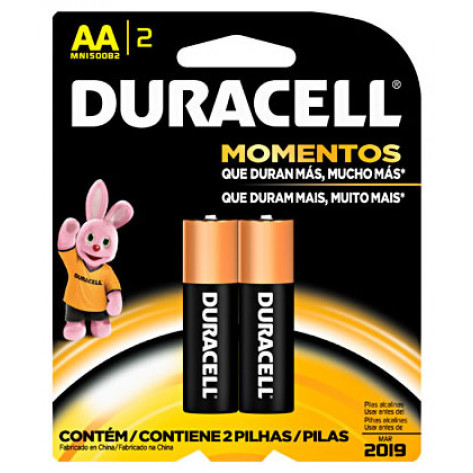 Pilha AA Alcalina Duracell MN1500B2 - 2 Pilhas