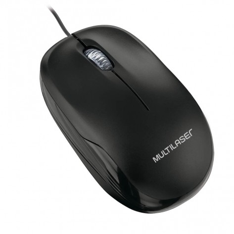 Mouse Multilaser MO255 Preto com fio - 1200DPI - USB