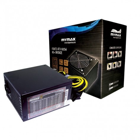 Fonte ATX 600W Mymax MPSU/FP650W - 80 Plus Bronze - PFC Ativo