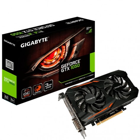 Placa de Vídeo Gigabyte - GV-N1050OC-3GD - GeForce GTX 1050 WindForce 2x - 3GB GDDR5 96 bits - PCI-Express 3.0