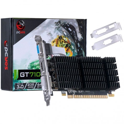 Placa de Vídeo PCYes NVIDIA Geforce GT 710 - 2GB DDR3 64 bits - PCI-E 3.0 - Low Profile