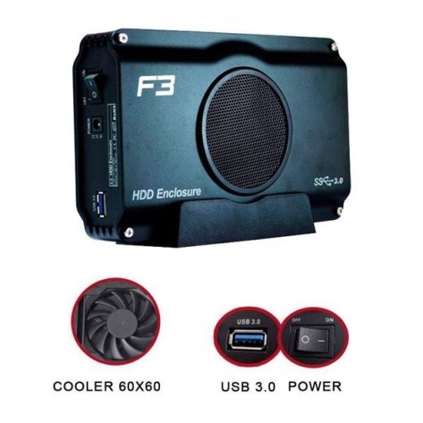 Case para HD 3.5'' Externo com Fan - USB3.0 - F3 47 JC-CS392