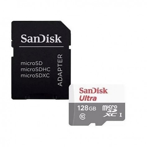 Cartão de Memória SanDisk Ultra SDSQUNR-128G-GN3MA - 128GB - Micro SDXC com Adaptador SD