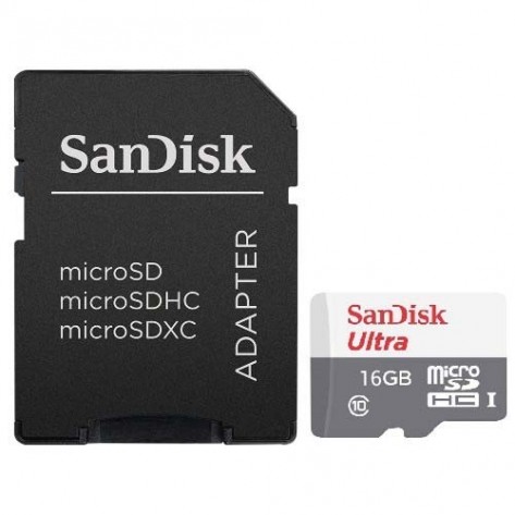 Cartão de Memória SanDisk Ultra - SDSQUNS-016G-GN3MA - Micro SDHC 16GB com Adaptador SD