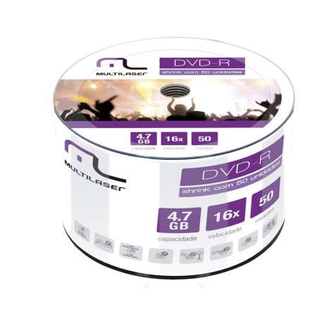 Mídia Dvd-R - Multilaser DV052 Shrink Printable - 50 Un.