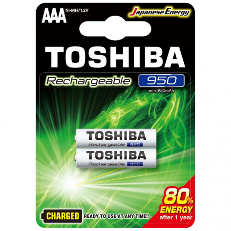 Pilha AAA (Palito) Recarregáveis Toshiba TNH03GAE - 1,2v - 950mAh - 2 Pilhas