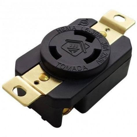 Tomada polarizada tipo fêmea padrão Nema L6-30R - 30A-250V