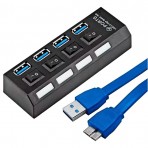 Adaptador Hub USB 3.0 CXR - 4 Portas - Preto