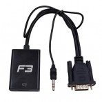 Adaptador Conversor VGA para HDMI com Áudio F3 1559 (JC-AD-VGA-01) - Alimentação USB