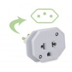 Adaptador para tomada 2P+T para NBR 14136 - Antigo para o Novo 10A - Branco
